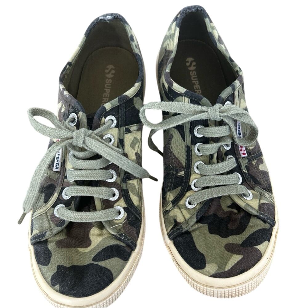Superga Women’s Green Camouflage Sneakers